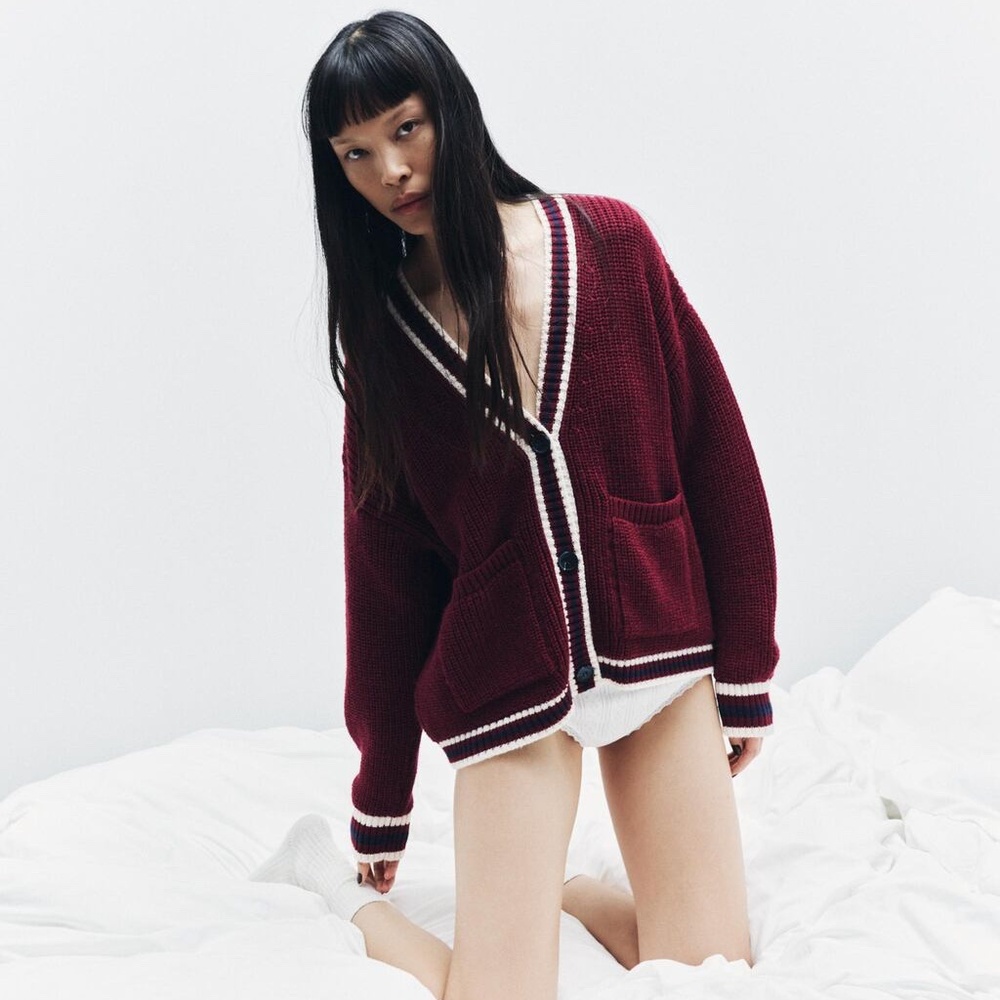 Zara Knit Cardigan With Trim